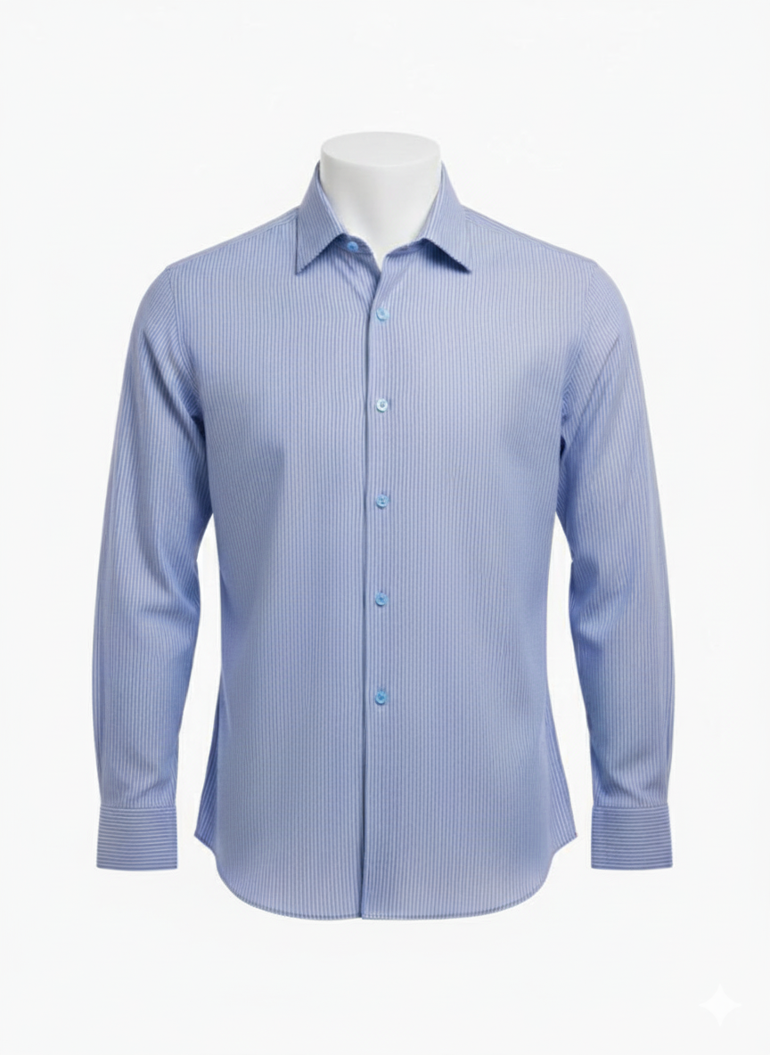 Blue Micro-Pattern Formal Shirt