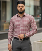 Men’s Micro Check Shirt – Red & Black Formal shirt