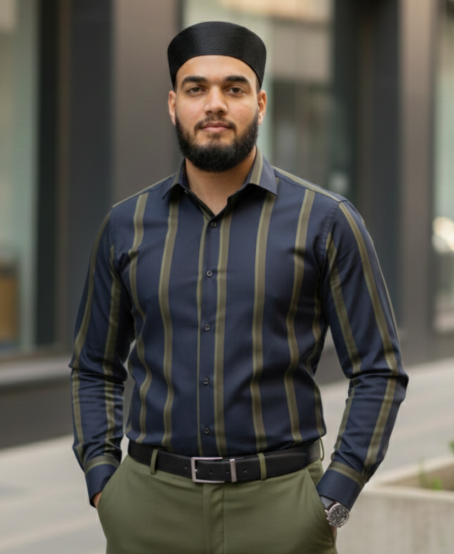 Bold Formal Shirt (Navy & Olive)