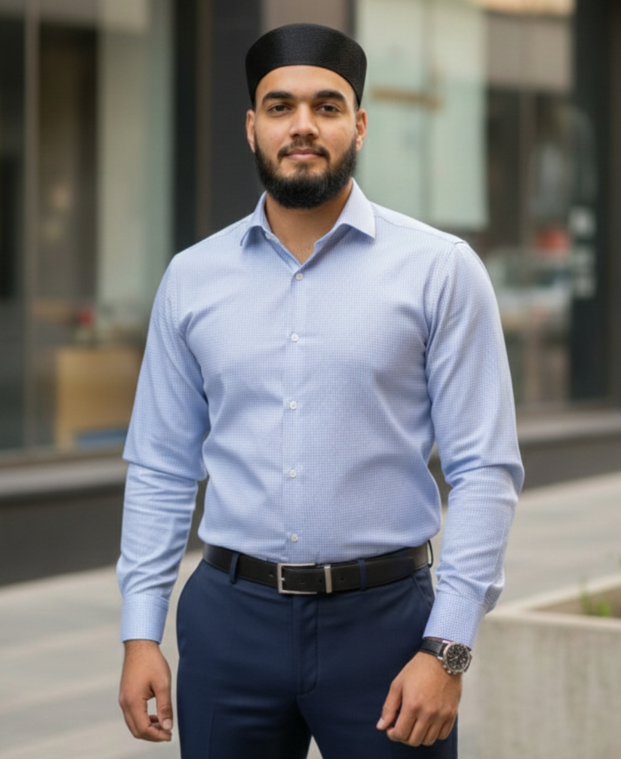 Blue Micro-Pattern Formal Shirt