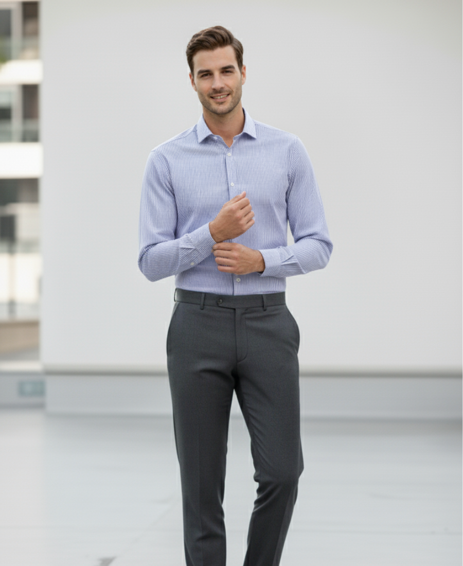 Blue Micro-Pattern Formal Shirt