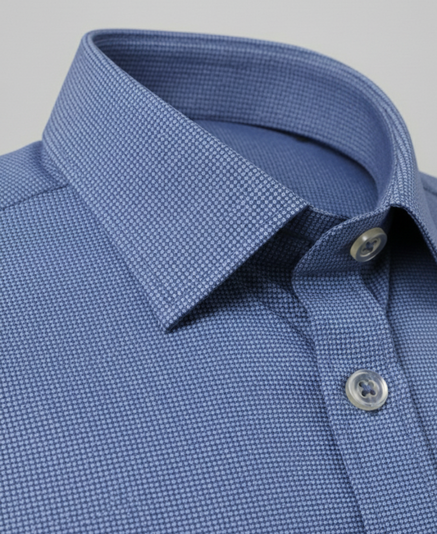 Blue Micro-Pattern Formal Shirt