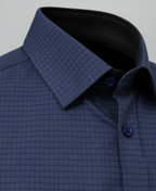 Navy Tech-Stretch Grid Formal Shirt