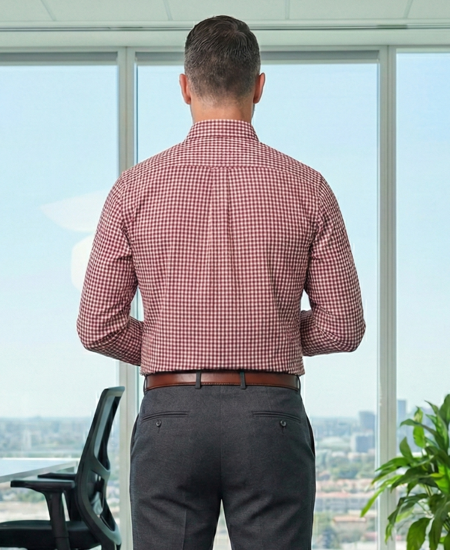 Men’s Micro Check Shirt – Red & Black Formal shirt